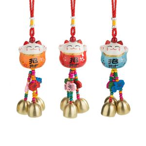 Objets décoratifs Figurines 1 PC en céramique porte-bonheur chat carillons éoliens cloche ornement pendentif suspendu magasin ouverture décor