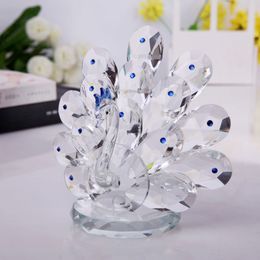 Decoratieve objecten Beeldjes 1 pcs Kristal Pauw Beeldje Luxe Kristallen Ornament Presse-papier Woondecoratie Verzamelobject Dier DHZ Knutsel Geschenk 230725