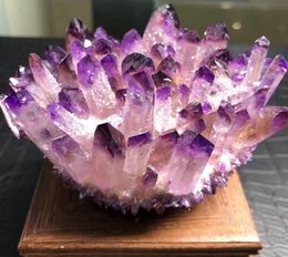 Objetos decorativos Figuras 1000G Piedras de clústico de amatista natural Geode Reiki Healing Quartz Crystal Minerals Gemstone Eliminación N6103342