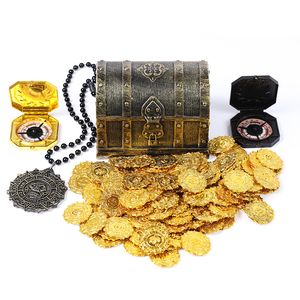 Objets décoratifs Figurines 100 pièces en plastique pièces de trésor d'or pièces d'or de pirate accessoires jouets décoration d'Halloween accessoires de fête d'anniversaire pour enfants accessoires 230824