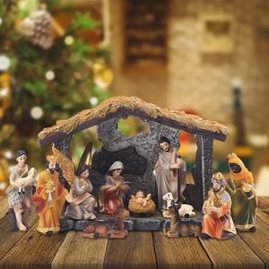 Decoratieve objecten beeldjes 12 in 1 Kerststal Kerststal Kerststal Jezus Kerststal Kerststal Ornament Heilige Familie Ambachten Standbeeld Decor 231113