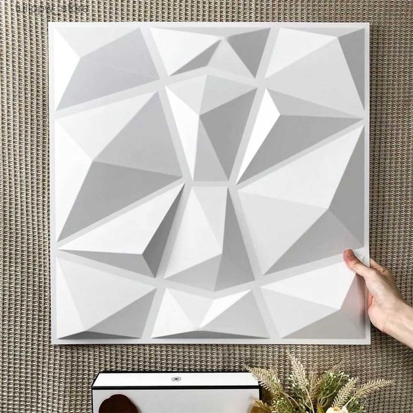Objetos decorativos Figuras 12 piezas Panel de pared de arte súper 3D PVC Decoración de pared impermeable Azulejos de pared 3D Diseño de diamante Decoración del hogar DIY 11.81 X 11.81L240306