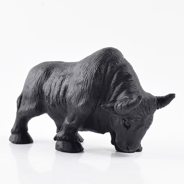 Objets décoratifs Figurines 120 mm Stone naturelle Black Obsidian Handmade Carved Boving Animal Statue Crystal Craft Gift Home Decoration 1PCS 230817