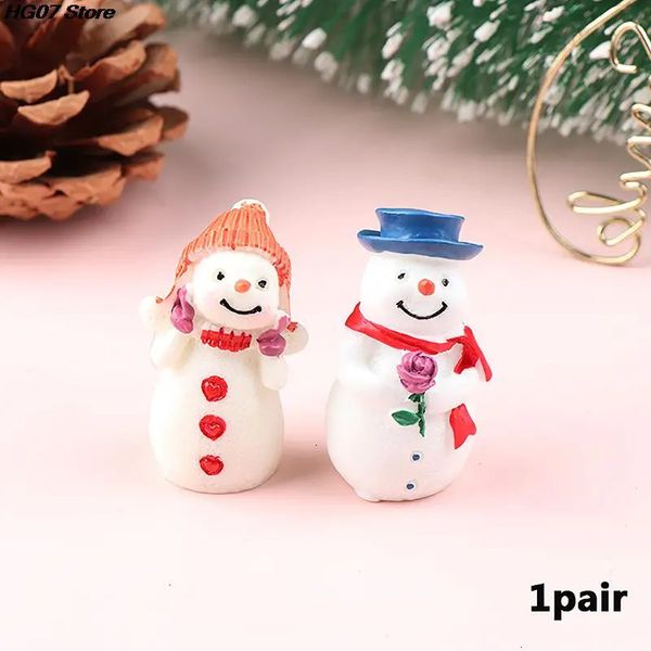 Objets décoratifs Figurines 1 paire Mini bonhomme de neige Couple Figure bricolage jardin bonsaï décor ornement enfant jouet Miniature Figurine personnes Statue résine artisanat 231124