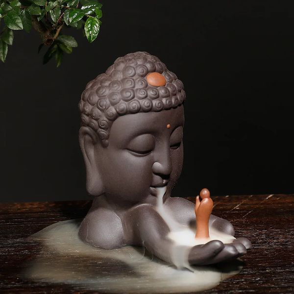 Objets décoratifs Figurines 1pc Céramique Cascade Encens Reflux Encens Bouddha Statue Titulaire Décor À La Maison Décor De Chambre Zen Décor 231130