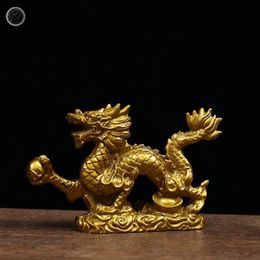 Decoratieve Objecten Beeldjes 1Pc Goede Geluk Gouden Draak Chinese Dierenriem Twaalf Standbeeld Gouden Draak Standbeeld Dieren Sculptuur Beeldjes Desktop Decoratie 230608