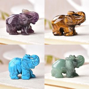 Decoratieve objecten Beeldjes 1PC Natuurlijk kristal Rozenkwarts Olifant Amethist Obsidiaan Dieren Steenknutsels Kleine decoratie Woondecoratie Kerstmis 231115