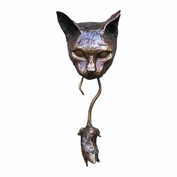 Objetos decorativos Figuras 1PCS Gato y ratón Aldaba para colgar en la pared Adornos de resina animal Escultura repelente para el hogar Decoración de jardín al aire libre 230621