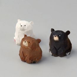 Objets décoratifs Figurines 1 pièces mignon mini ours en bois en bois massif sculpté à la main Miniature artisanat polaire ornements Tabel décorer cadeaux pour enfants 231101
