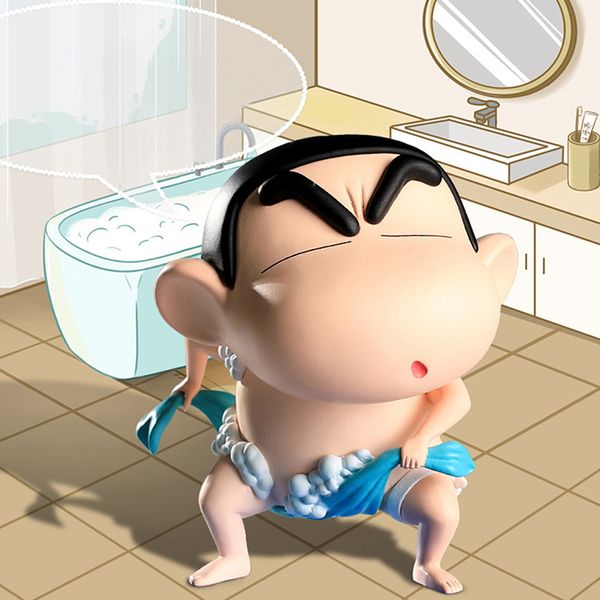 Objets décoratifs Figurines 1pcs Q Version Mignon Anime Figure Crayon Shin Chan Nohara Shinnosuke Gâteau Décoration Environ 15CM Figurines Modèle Ornement 230621