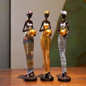 Objets décoratifs Figurines 1 pièces ensemble résine femme africaine Figurines figurine noire statues ornements exotiques pour intérieur maison salon 231115