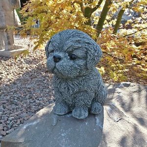 Decoratieve objecten Figurines 1pcsgarden Decoratie Outdoor Shih-Tzu Dog Lovers Gift Shih Tzu Puppy Garden Statue Dog Statueadornos Jardin Exterieur 230816