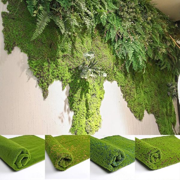 Objets décoratifs Figurines 1x1m Simulation Mousse Artificielle Herbe Gazon Tapis Mur Plantes Vertes DIY Maison Pelouse Mini Jardin Micro Paysage Décoration 230508