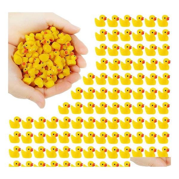 Objets décoratifs Figurines 200 Pcs Mini Résine Canards Décoration Jaune Minuscule Miniature Ornement Pour Fée Jardin Paysage Aquarium Otpwe