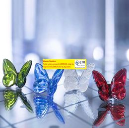 Decoratieve objecten Beeldjes 2021 Vlindervleugels Fladderend Glas Kristal Papillon Geluksvlinder Glinstert Levendig met Heldere Kleur