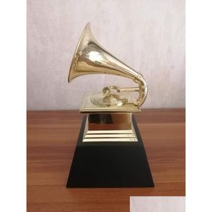 Objets décoratifs Figurines 2021 Grammy Trophy Music Souvenirs Award Statue Gravure 11 Échelle Taille Métal Moderne Doré Cn Drop D Dhtxu