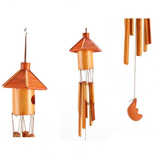 Objets décoratifs Figurines 2021 carillon éolien nid d'oiseau pavillon forme suspendu bambou léger décoration carillon éolien pour la maison