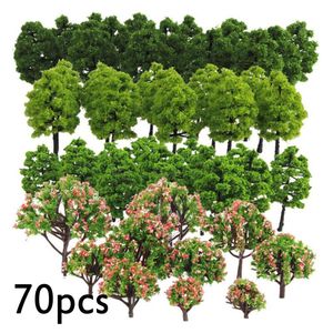 Objets décoratifs Figurines 2070pcs modèle en plastique train artificiel miniature arbre paysage chemin de fer décoration bâtiment paysage accessoires jouets 230906