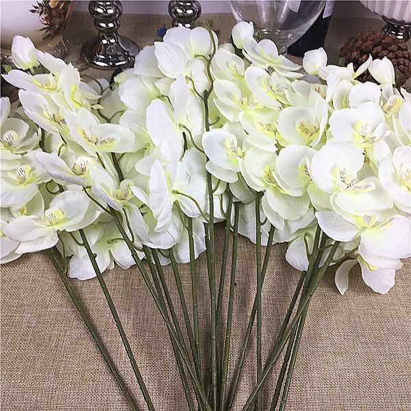 Objetos decorativos Figuritas 20Pcslot Venta al por mayor Ramas de orquídeas blancas Flores artificiales para el banquete de boda Decoración orquídeas flores 230110