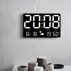 Decoratieve objecten beeldjes 25 16 3 cm grote digitale wandklok temperatuur vochtigheid datum automatisch dimmen weertafel 12 24 uur LED-alarm 230915