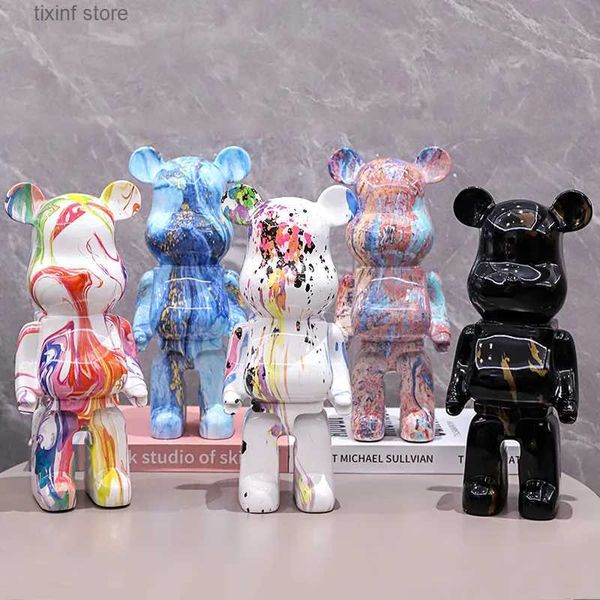 Objets décoratifs Figurines 27 cm dessin animé ours violent statue tirelire pour enfants maison créative salon armoire à vin décoration nouveau cadeau de maison.T240309