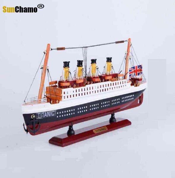 Objetos Decorativos Figuras 29 CM Modelo de Crucero Titanic de Madera Decoración Barco de Vela de Madera Artesanía Decoración Creativa para Sala de Estar A3466817