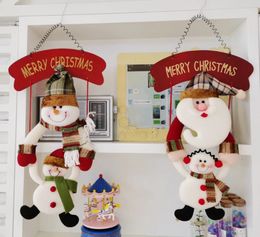 Decoratieve objecten beeldjes 2 stuks 2023 Kerstversiering Deur Hangende Hanger Cartoon Noel Gingerbread Man Kerstman Hanger Vrolijk Kerstfeest 230921