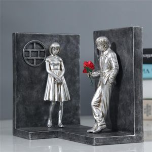 Decoratieve objecten beeldjes 2 stuks boekensteunen hars Banksy boek eindigt boekenplank 3D figuur schimmel boeken einde miniatuur beeldje houder sujetalibros 230826