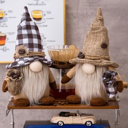 Objets décoratifs Figurines 2 pièces poupée Gnome de café Chef Gnomes en peluche décoration de bar pour ferme cuisine décoration de Noël maison 230919