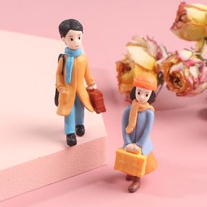 Objets décoratifs figurines 2pcs amants couple bon rencontre fille homme de famille de famille de poupées de poupée