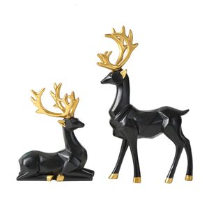 Objets décoratifs Figurines 2pcs / ensemble Figurine de cerf faite à la main Style unique pour des accents de maison élégants Décoration d'ornement 230921