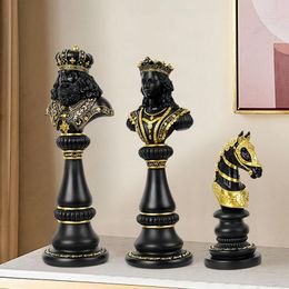 Objets décoratifs Figurines 30 cm résine rétro International figurine d'échecs pour intérieur roi chevalier Sculpture maison décor de bureau salon décoration 230224