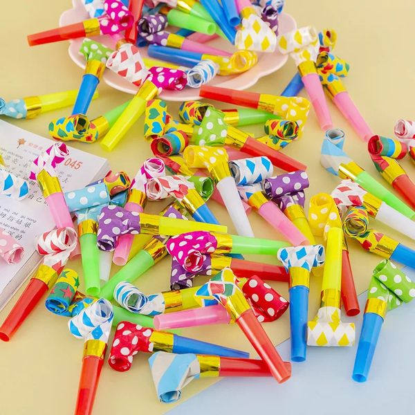 Objetos decorativos Figuritas 30 piezas Colorido Fiesta Blowouts Silbatos Noice Maker Juguetes para niños Favores de cumpleaños Baby Shower Cajas del tesoro Relleno de piñata 231128
