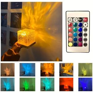 Decoratieve objecten beeldjes 316 kleuren dynamische roterende waterrimpel projector nachtlampje vlam kristallen lamp voor woonkamer studeerkamer slaapkamer nachtkastje decor 231017