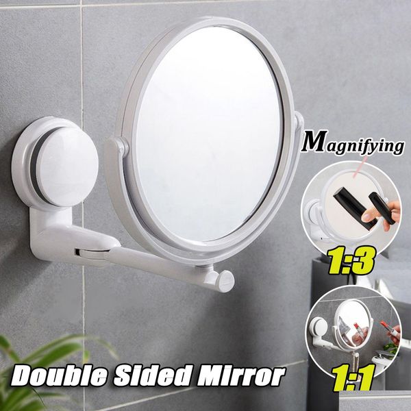 Objets décoratifs Figurines Miroir cosmétique pliant pivotant à 360 ° sans poinçon grossissant salle de bain rasage mural HD Drop Deliver Dhyvl