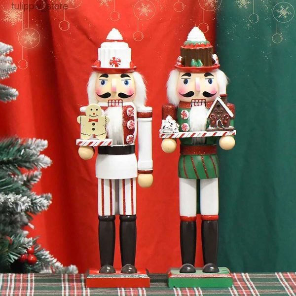 Objets décoratifs Figurines 36 cm Casse-Noisette Soldat Marionnette Artisanat en Bois Bonhomme en Pain d'épice Poupée Ornement de Bureau Décoration de la Maison Navidad Cadeau de Noël