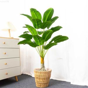 Objets décoratifs Figurines 39''Faux Plantes Grande Banane Artificielle Faux Branche De Palmier Feuilles En Plastique Monstera Tropical Pour La Maison Jardin Décoration De Mariage L230724