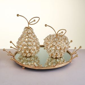 Decoratieve objecten Figurines 3D Bling Crystal Pear Apple Ornament Home Wedding Decor Bay Gifts Shiny Crystal Desk Tabletop Decoratie 230324