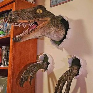 Objets décoratifs Figurines 3D dinosaure décoration Velociraptor ensemble résine mur atmosphère accessoires décoratifs goutte 230311