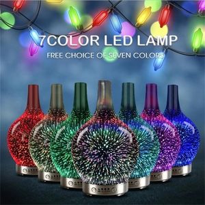 Objets décoratifs Figurines 3D Feux d'artifice Vase en verre Humidificateur avec 7 couleurs Led Night Light Aroma Diffuseur d'huiles essentielles Cool Mist Maker pour 220919