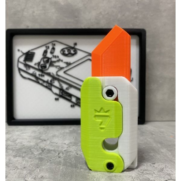 Objets décoratifs Figurines 3D Impression Gravity Cub sauter petit couteau radis mini modèle Student Prix Pridite Décompression Toy 230812