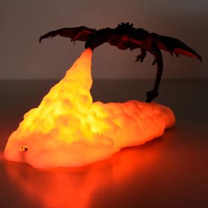 Objets décoratifs Figurines 3D Décor de chambre Imprimer LED Lampes de glace Dragon de feu Maison Bureau Lampe rechargeable Cadeau pour enfants Famille 231213