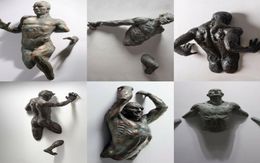 Decoratieve objecten Figurines 3D door muurfiguur Sculptuurhars elektropaniseren Imitatie Koper Abstract Living Room Decoratio5681430