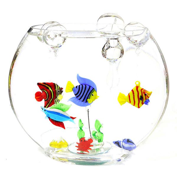 Objets décoratifs Figurines 3 pièces bulle de verre flottante colorée poissons tropicaux mini figurines ornements aquarium animaux marins petite statue pendentifs 230926