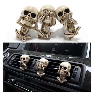 Objets décoratifs Figurines 3pcs Ghost Head Car Vent Clip Halloween Pendentif Ornements Décor Car Air Vent Clip Charm Skull Air Outlet Halloween Décoration 230731