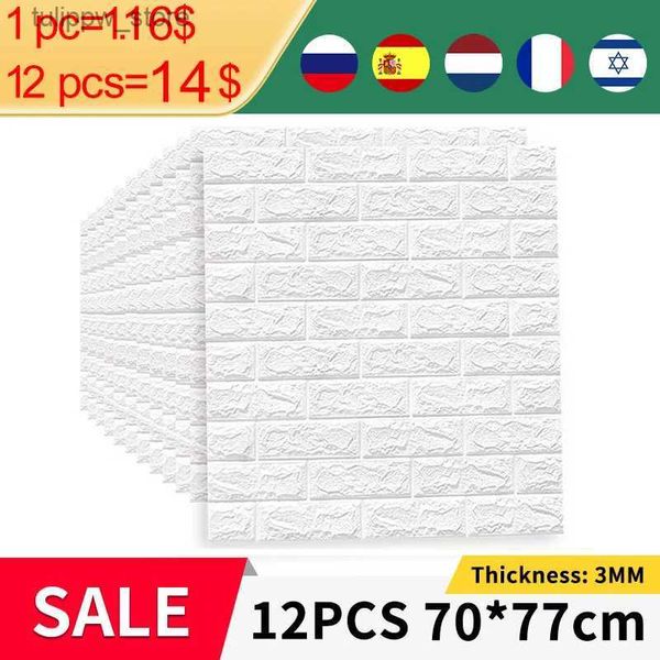 Objetos decorativos Figuras 4/8/12PCS Papel tapiz de espuma autoadhesivo Panel de pared de ladrillo 3D impermeable Pegatinas de ladrillo para sala de estar Papeles de ladrillo para dormitorio Decoración del hogar