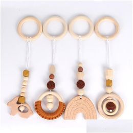 Decoratieve objecten Figurines 4 stuks/set houten baby rammelaar speelgoed sportschool speelrek hangende decor ornamenten kinderkamer hanglager decorati dhohi