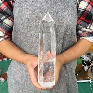 Decoratieve objecten Beeldjes 4001400g Groot formaat Clear Melting Stone Quartz Obelisk Crystal Wand Point Healing Fengshui voor huisdecoratie 230701