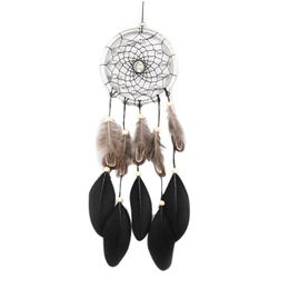 Decoratieve objecten beeldjes 45 cm handgemaakte dromenvanger zwarte veer kant dromenvanger kraal hangende decoratie ornament cadeau voor Dhelq