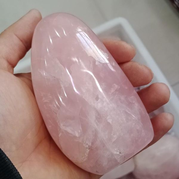 Objetos decorativos Figuras 450-850 g Piedras de cuarzo rosa natural Cristales en polvo Curación Reiki Minerales de roca Decoración del hogar para regalo